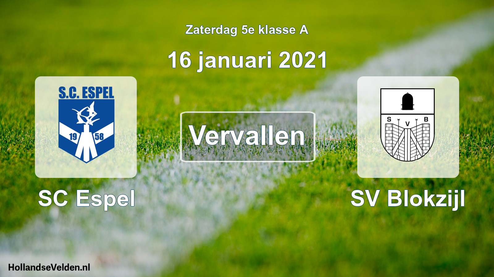 Scheduled Match: SC Espel - SV Blokzijl (16 January 2021)