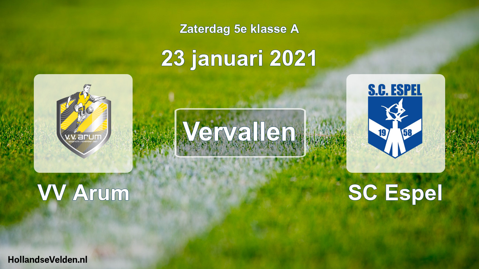 Scheduled Match: VV Arum - SC Espel (23 January 2021)