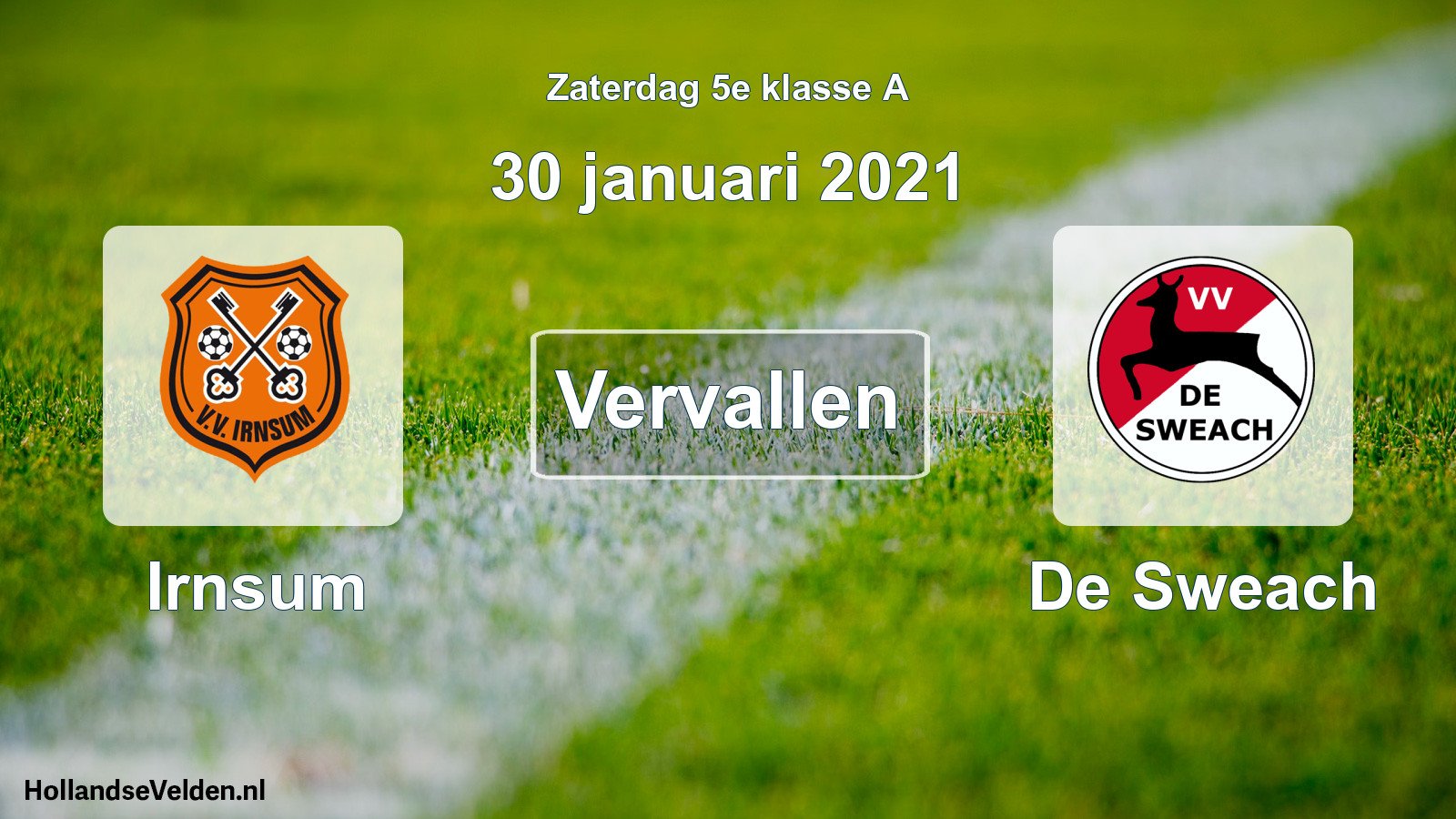 Scheduled Match: Irnsum - De Sweach (30 January 2021)