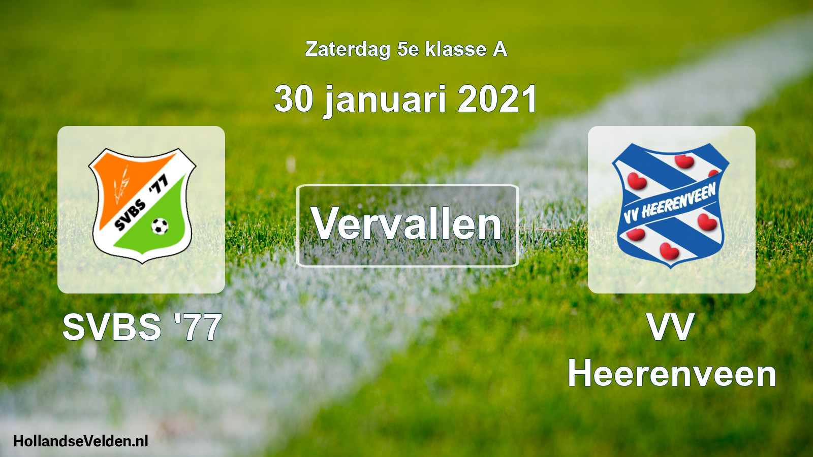 Scheduled Match: SVBS '77 - VV Heerenveen (30 January 2021)