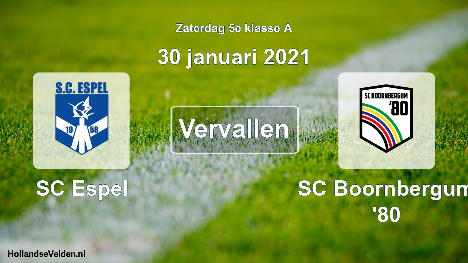 Scheduled Match: SC Espel - SC Boornbergum '80 (30 January 2021)