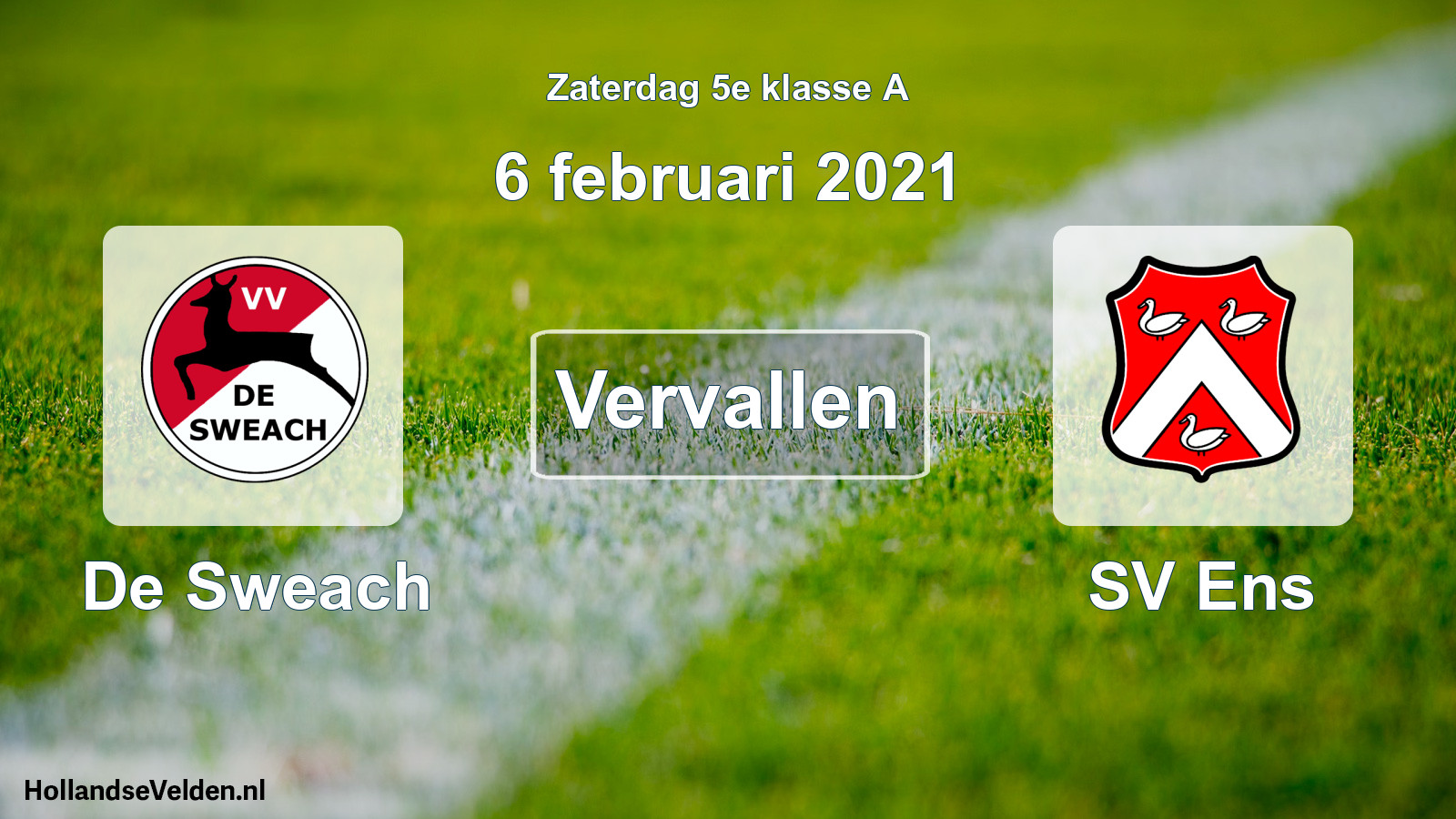 Scheduled Match: De Sweach - SV Ens (6 February 2021)