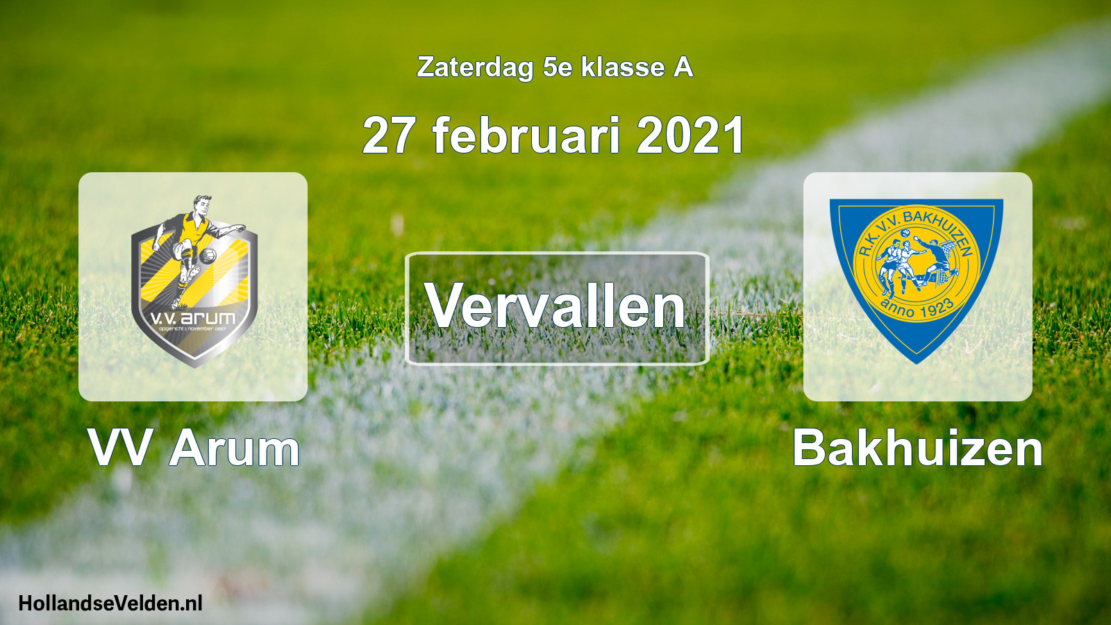 Scheduled Match: VV Arum - Bakhuizen (27 February 2021)
