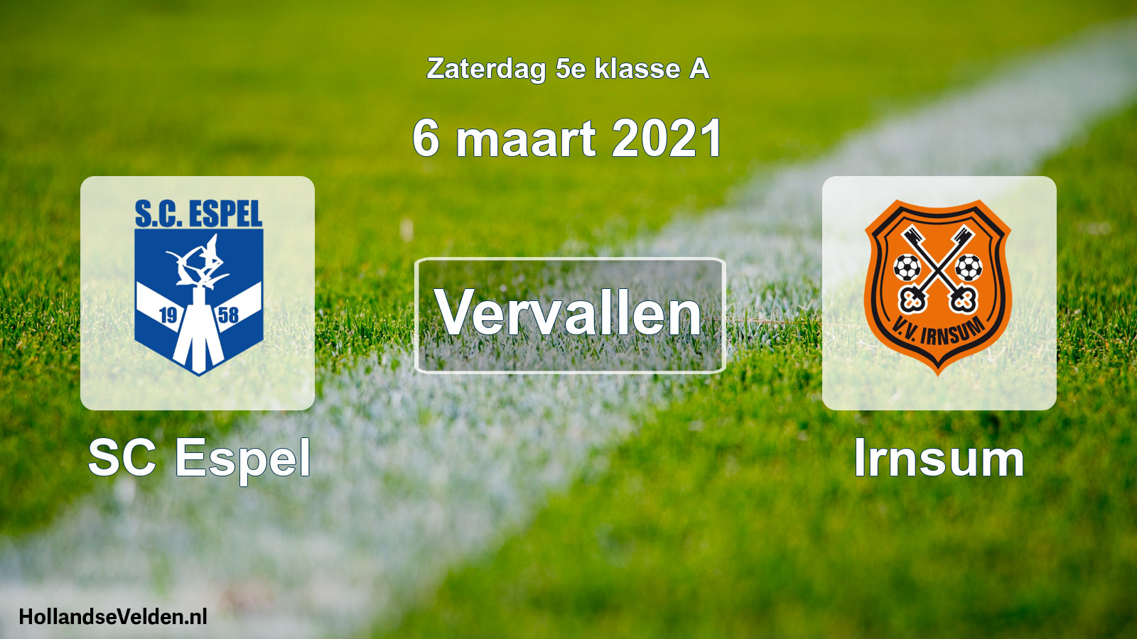 Scheduled Match: SC Espel - Irnsum (6 March 2021)