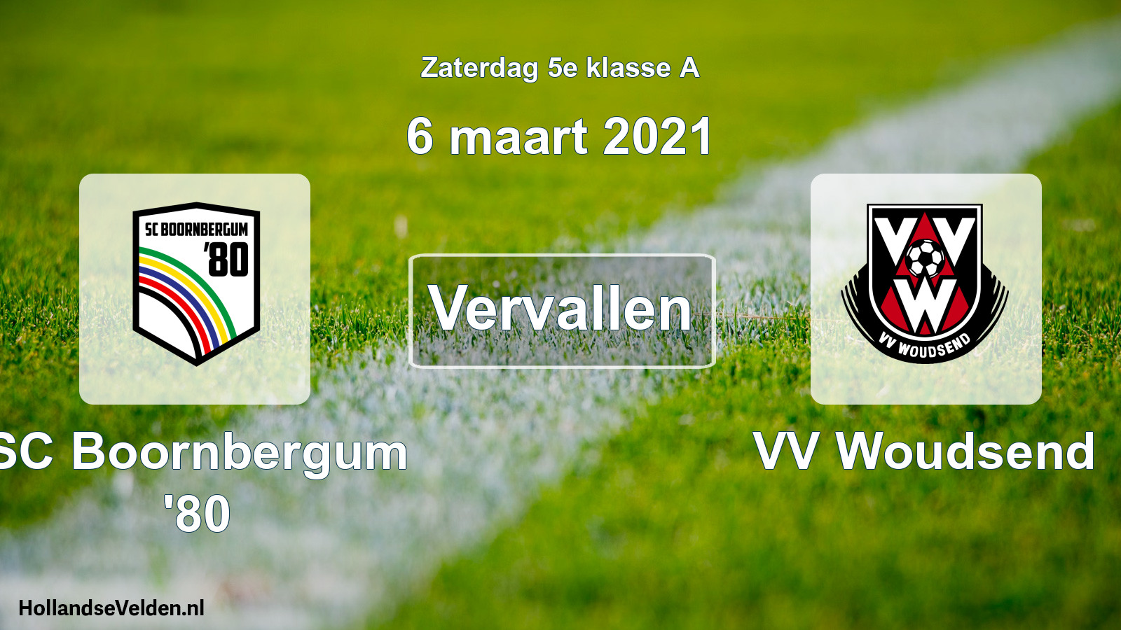 Scheduled Match: SC Boornbergum '80 - VV Woudsend (6 March 2021)