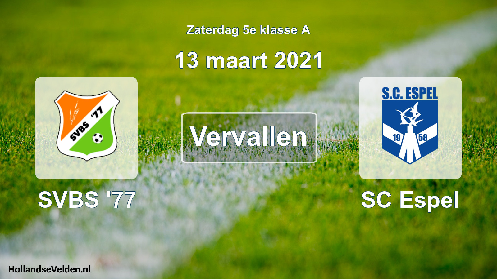 Scheduled Match: SVBS '77 - SC Espel (13 March 2021)