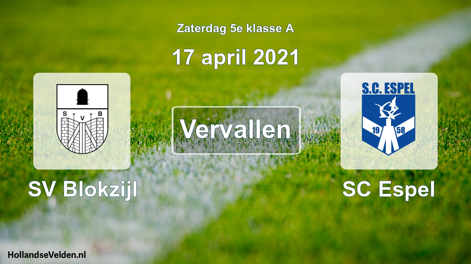 Scheduled Match: SV Blokzijl - SC Espel (17 April 2021)