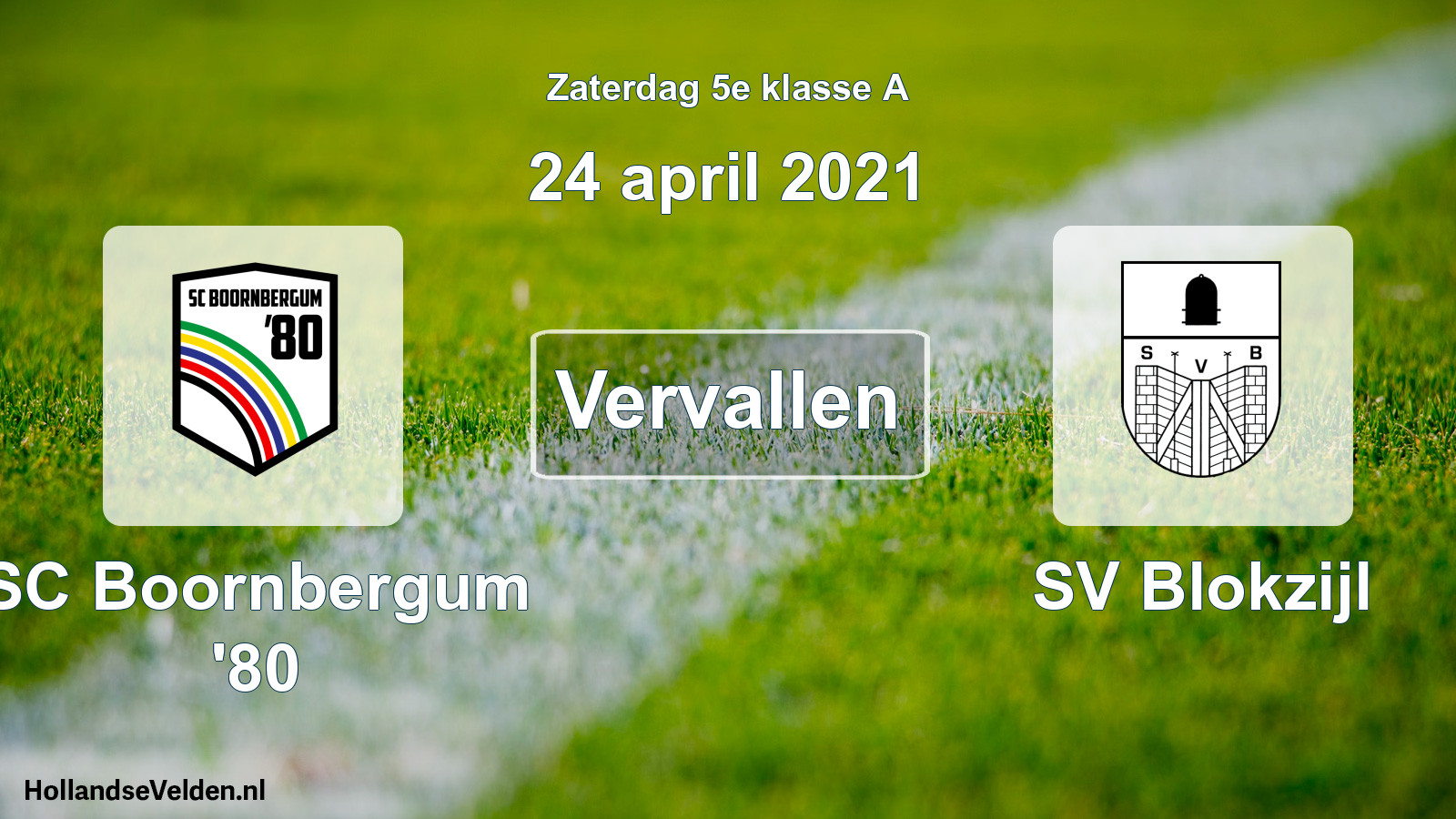 Scheduled Match: SC Boornbergum '80 - SV Blokzijl (24 April 2021)