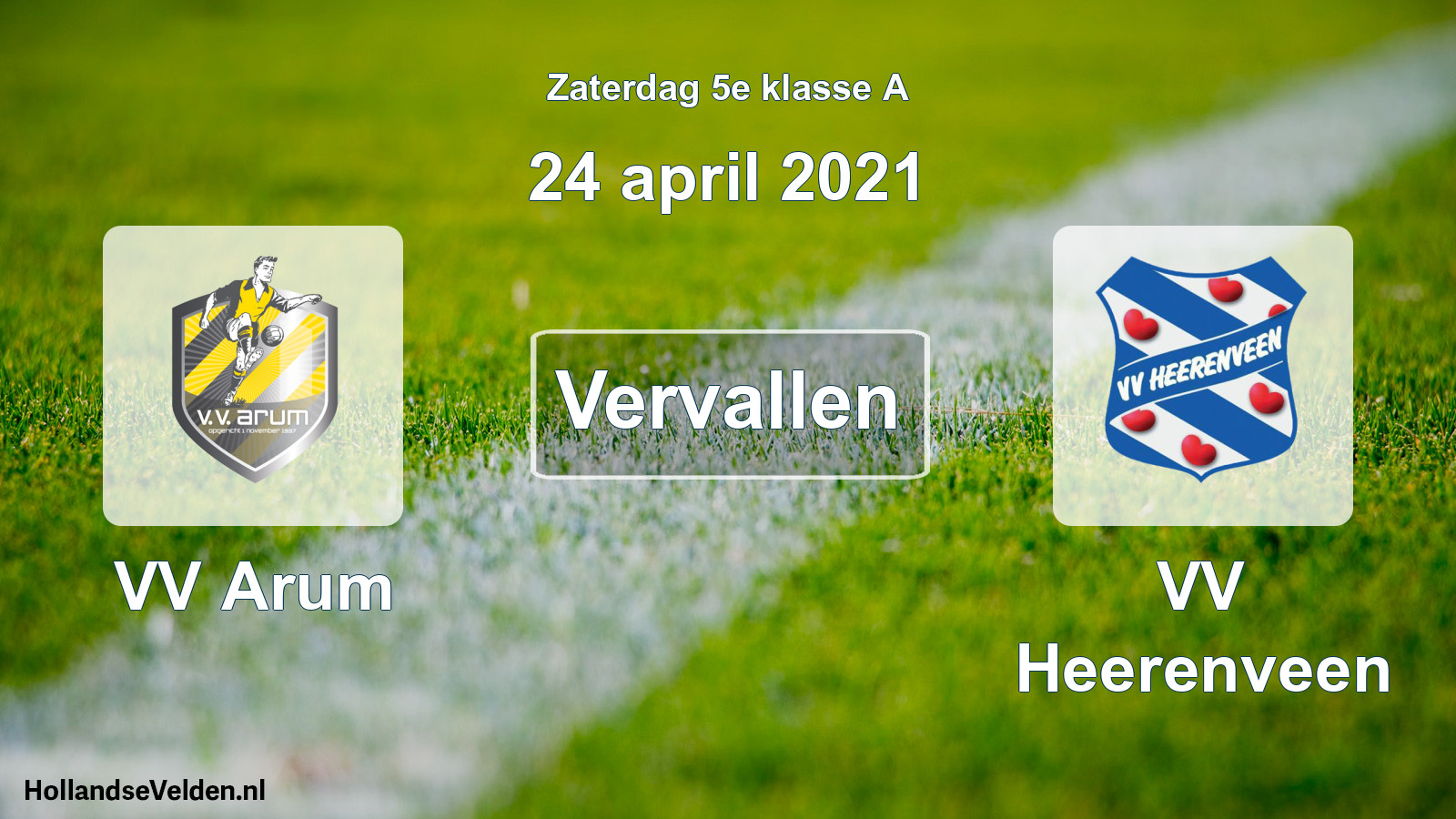 Scheduled Match: VV Arum - VV Heerenveen (24 April 2021)
