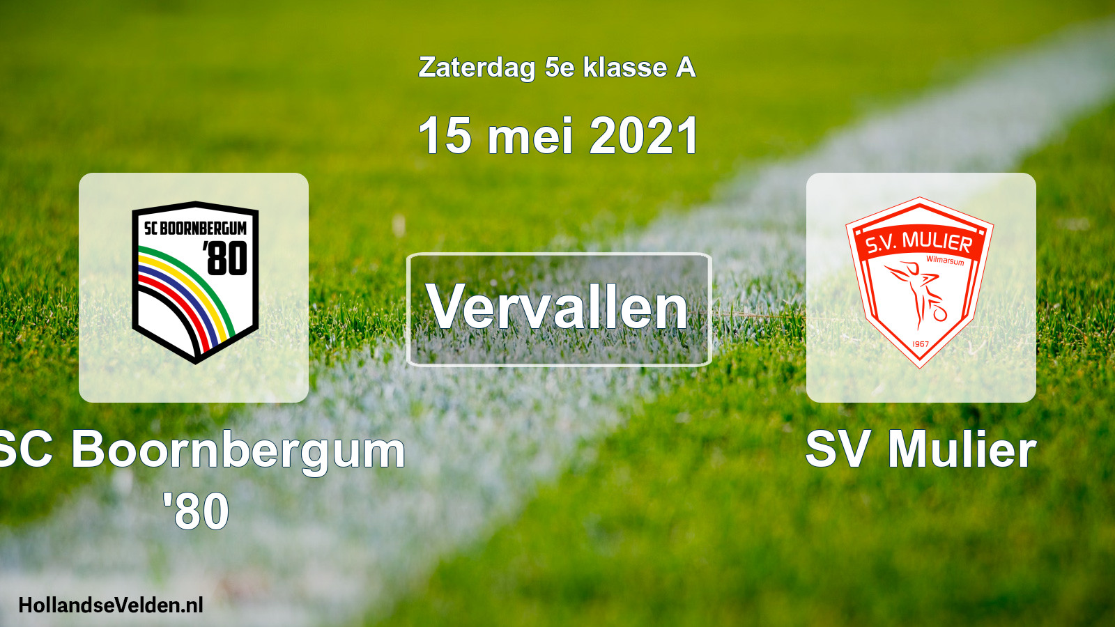 Scheduled Match: SC Boornbergum '80 - SV Mulier (15 May 2021)