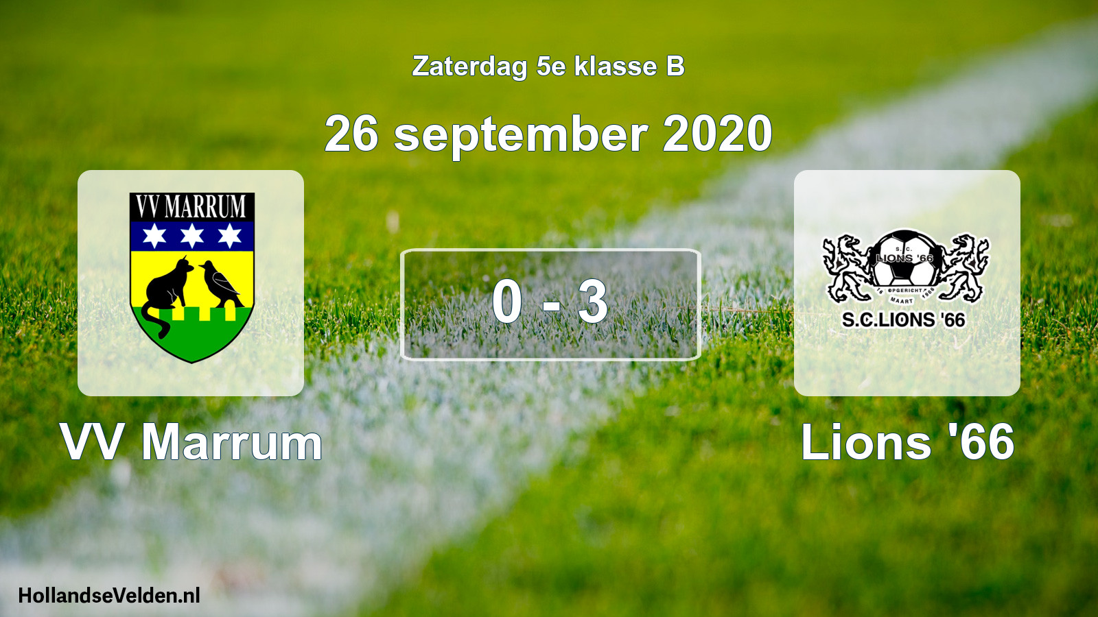 Total number of matches played: VV Marrum - Lions '66 0 - 3 (26 September 2020)