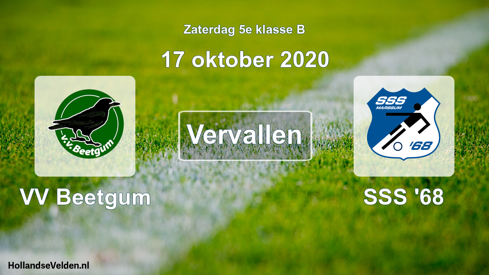 Scheduled Match: VV Beetgum - SSS '68 (17 October 2020)