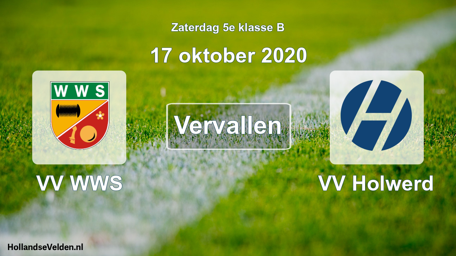 Scheduled Match: VV WWS - VV Holwerd (17 October 2020)