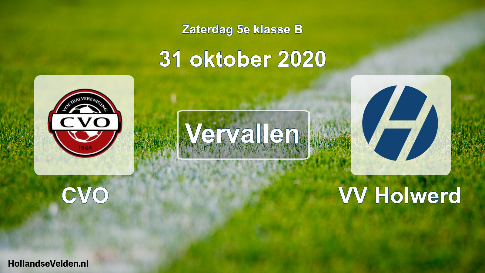 Scheduled Match: CVO - VV Holwerd (31 October 2020)