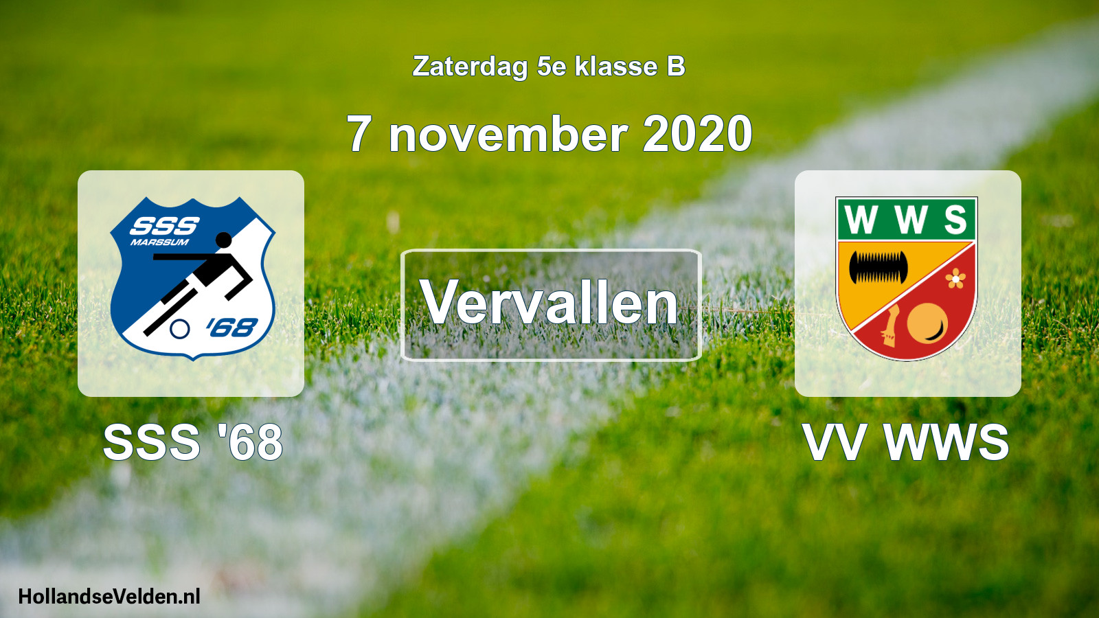 Scheduled Match: SSS '68 - VV WWS (7 November 2020)