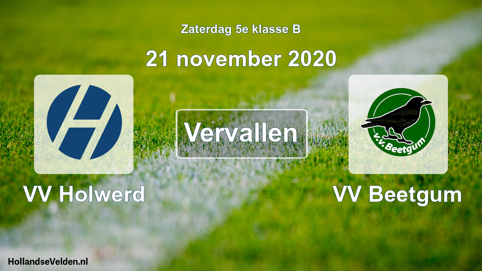 Scheduled Match: VV Holwerd - VV Beetgum (21 November 2020)