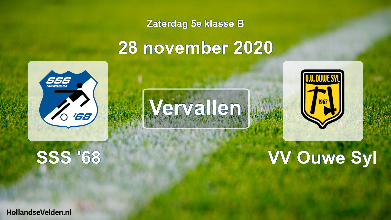 Scheduled Match: SSS '68 - VV Ouwe Syl (28 November 2020)