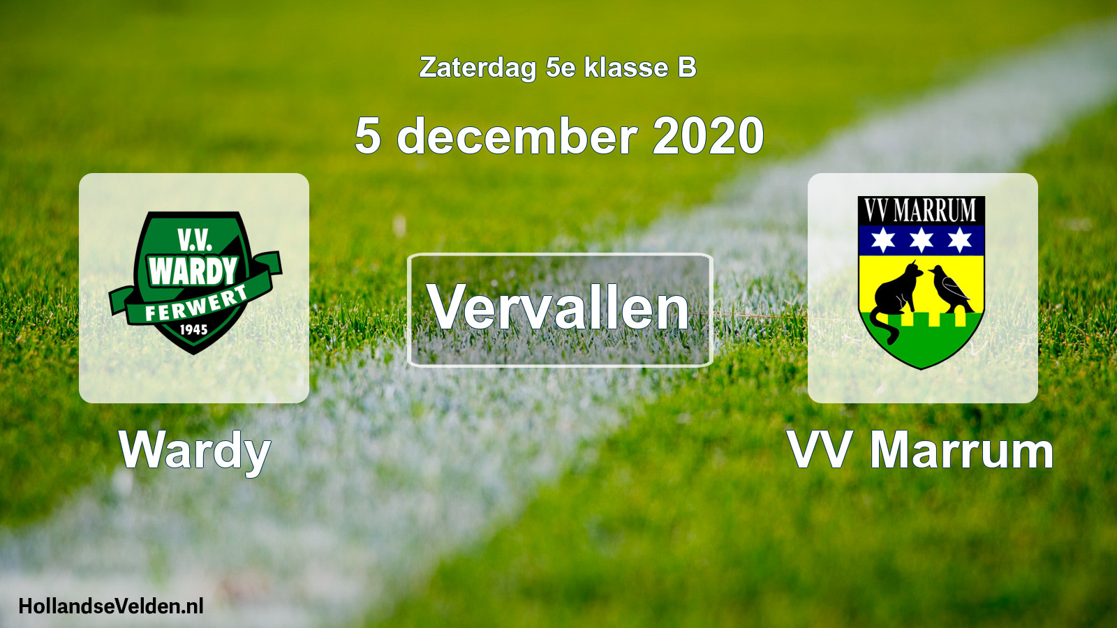 Scheduled Match: Wardy - VV Marrum (5 December 2020)