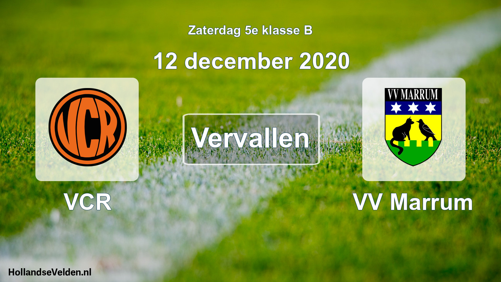 Scheduled Match: VCR - VV Marrum (12 December 2020)
