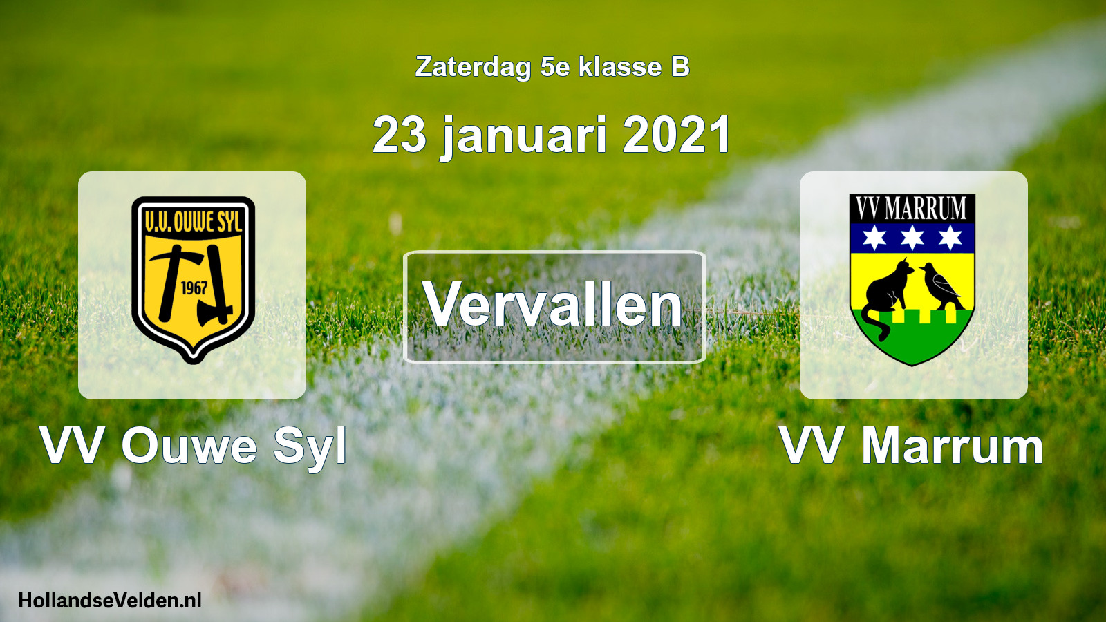 Scheduled Match: VV Ouwe Syl - VV Marrum (23 January 2021)