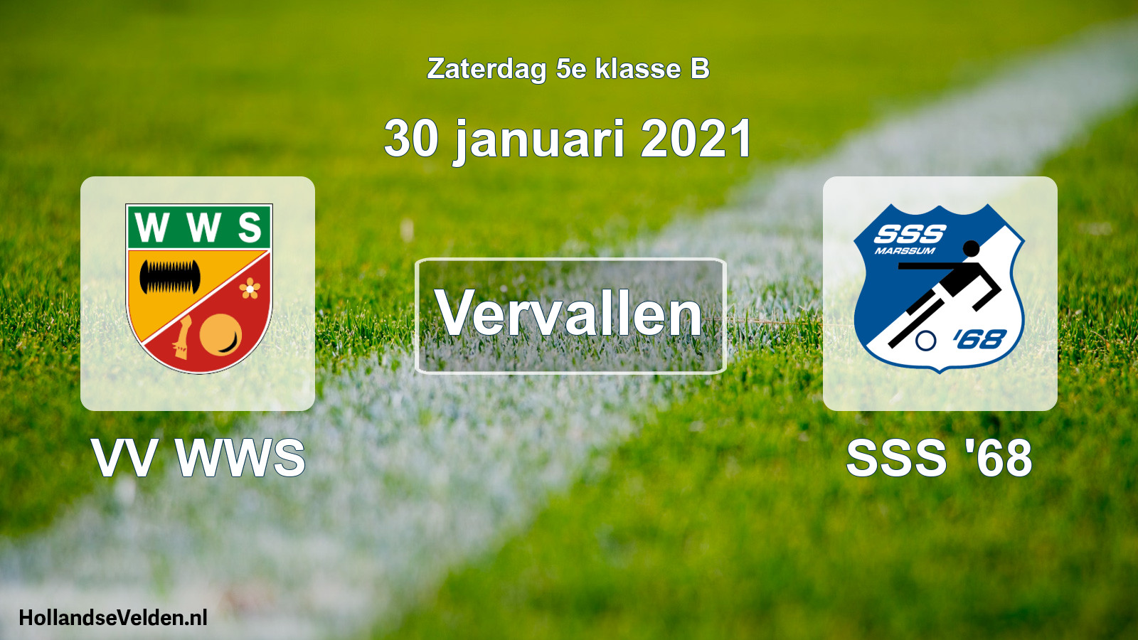 Scheduled Match: VV WWS - SSS '68 (30 January 2021)