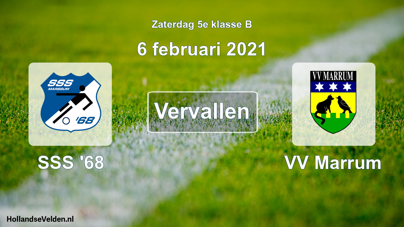 Scheduled Match: SSS '68 - VV Marrum (6 February 2021)