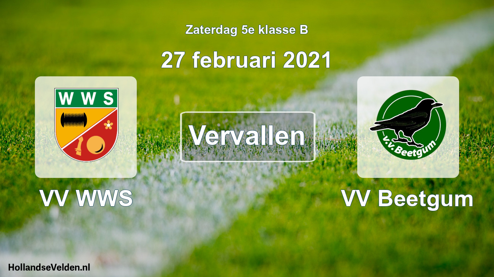 Scheduled Match: VV WWS - VV Beetgum (27 February 2021)
