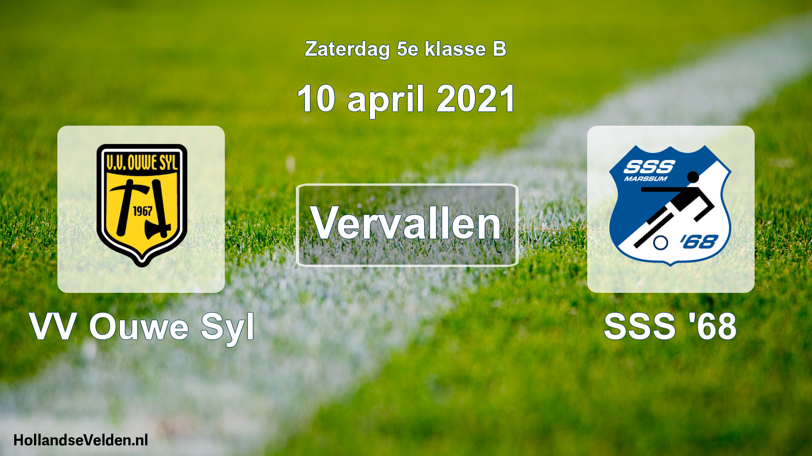 Scheduled Match: VV Ouwe Syl - SSS '68 (10 April 2021)
