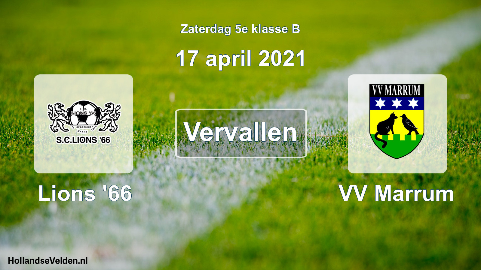 Scheduled Match: Lions '66 - VV Marrum (17 April 2021)