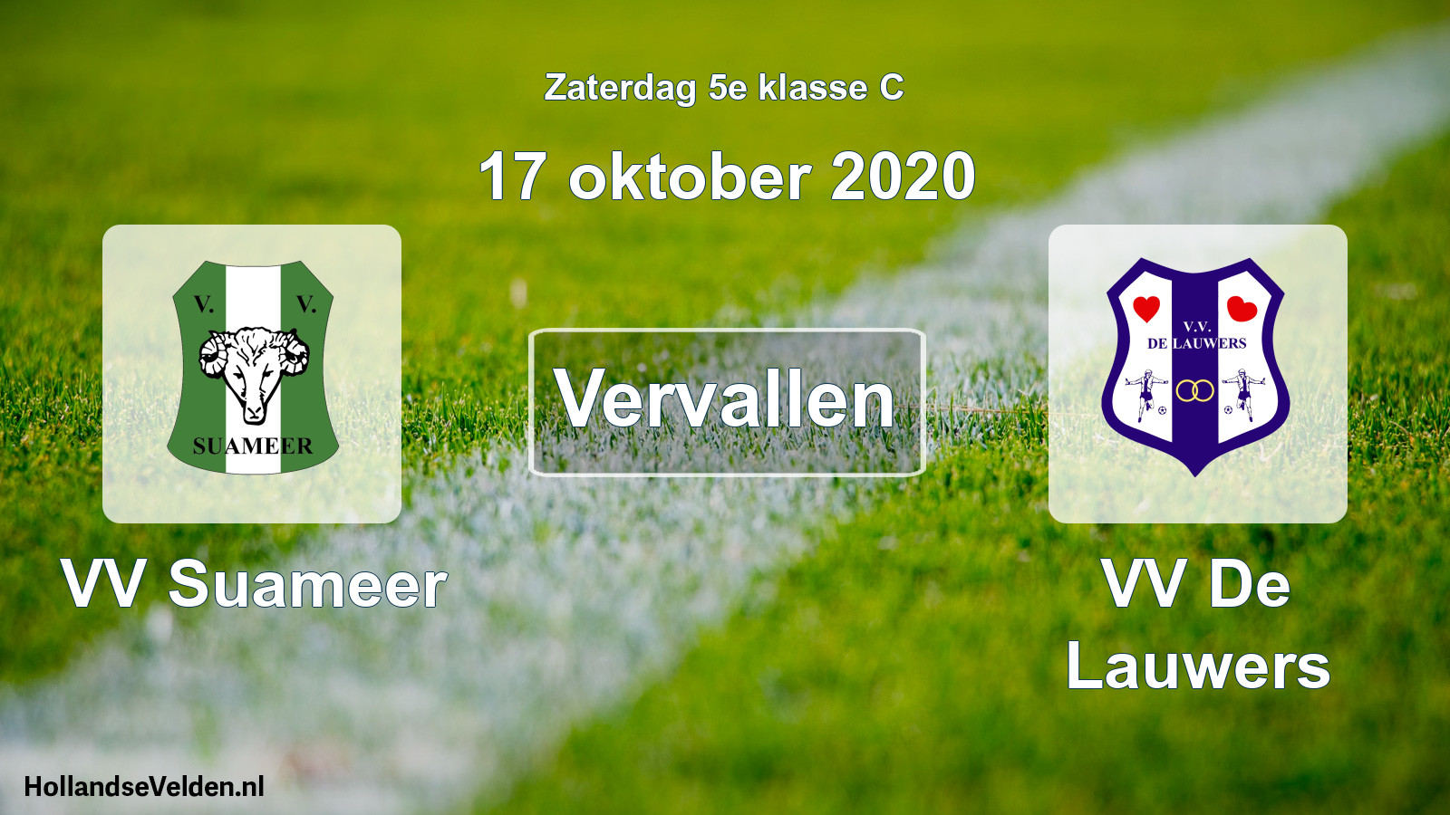 Scheduled Match: VV Suameer - VV De Lauwers (17 October 2020)