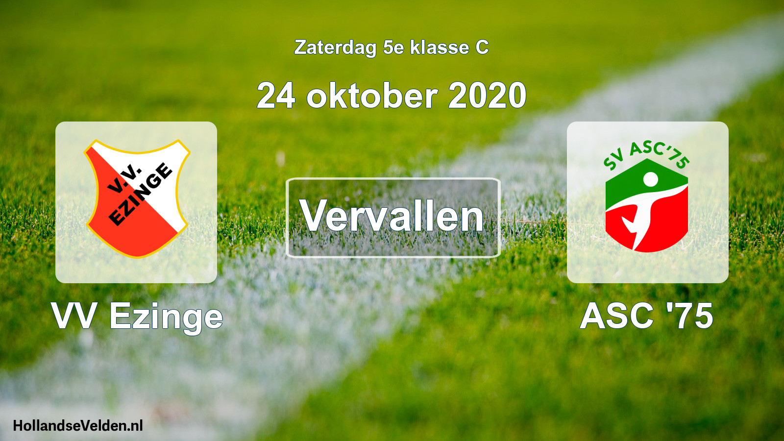 Scheduled Match: VV Ezinge - ASC '75 (24 October 2020)