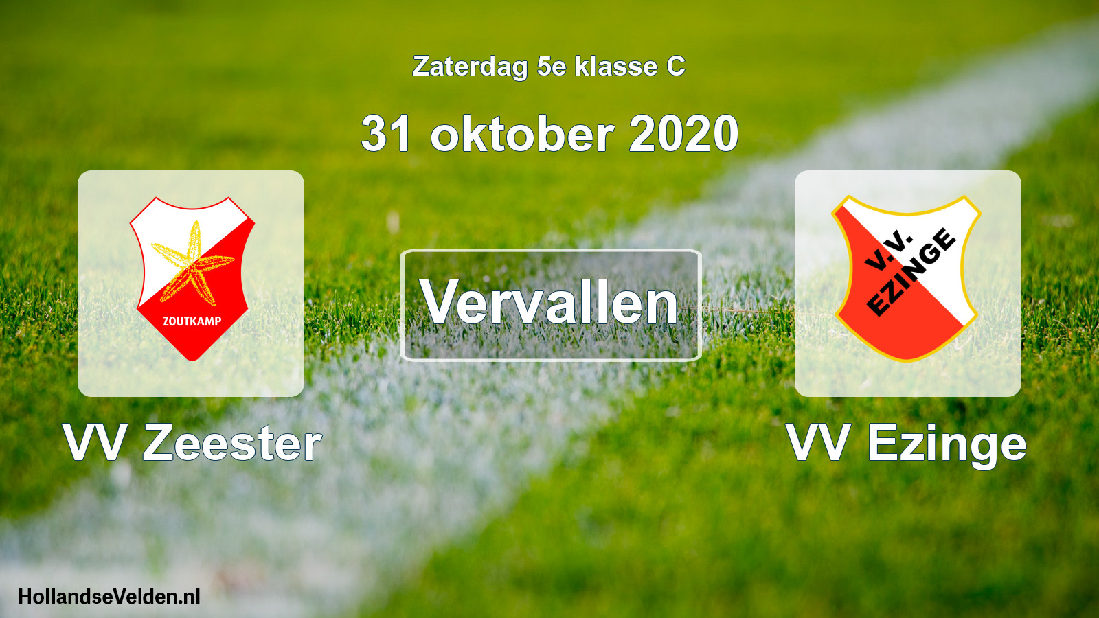 Scheduled Match: VV Zeester - VV Ezinge (31 October 2020)