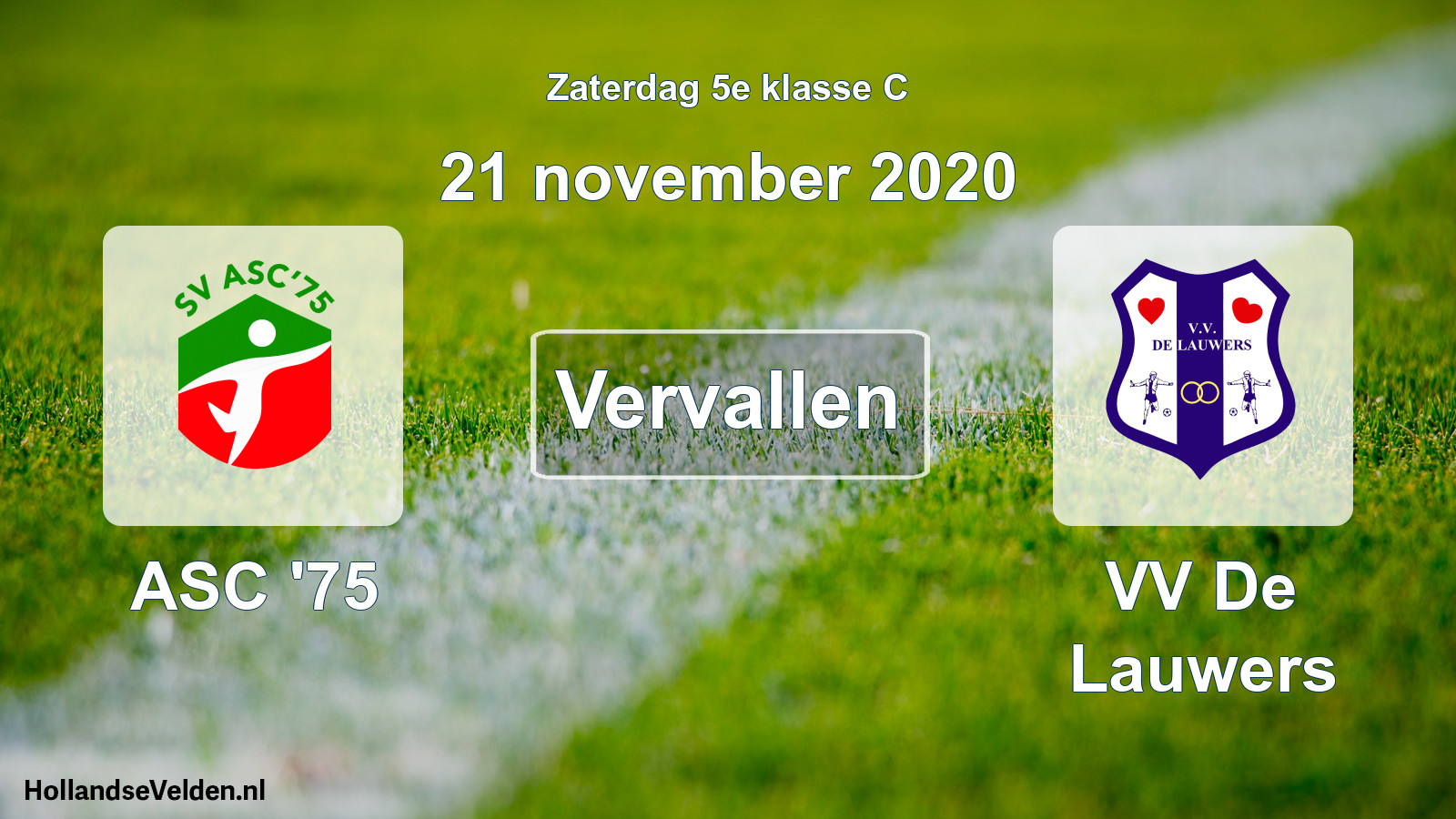 Scheduled Match: ASC '75 - VV De Lauwers (21 November 2020)