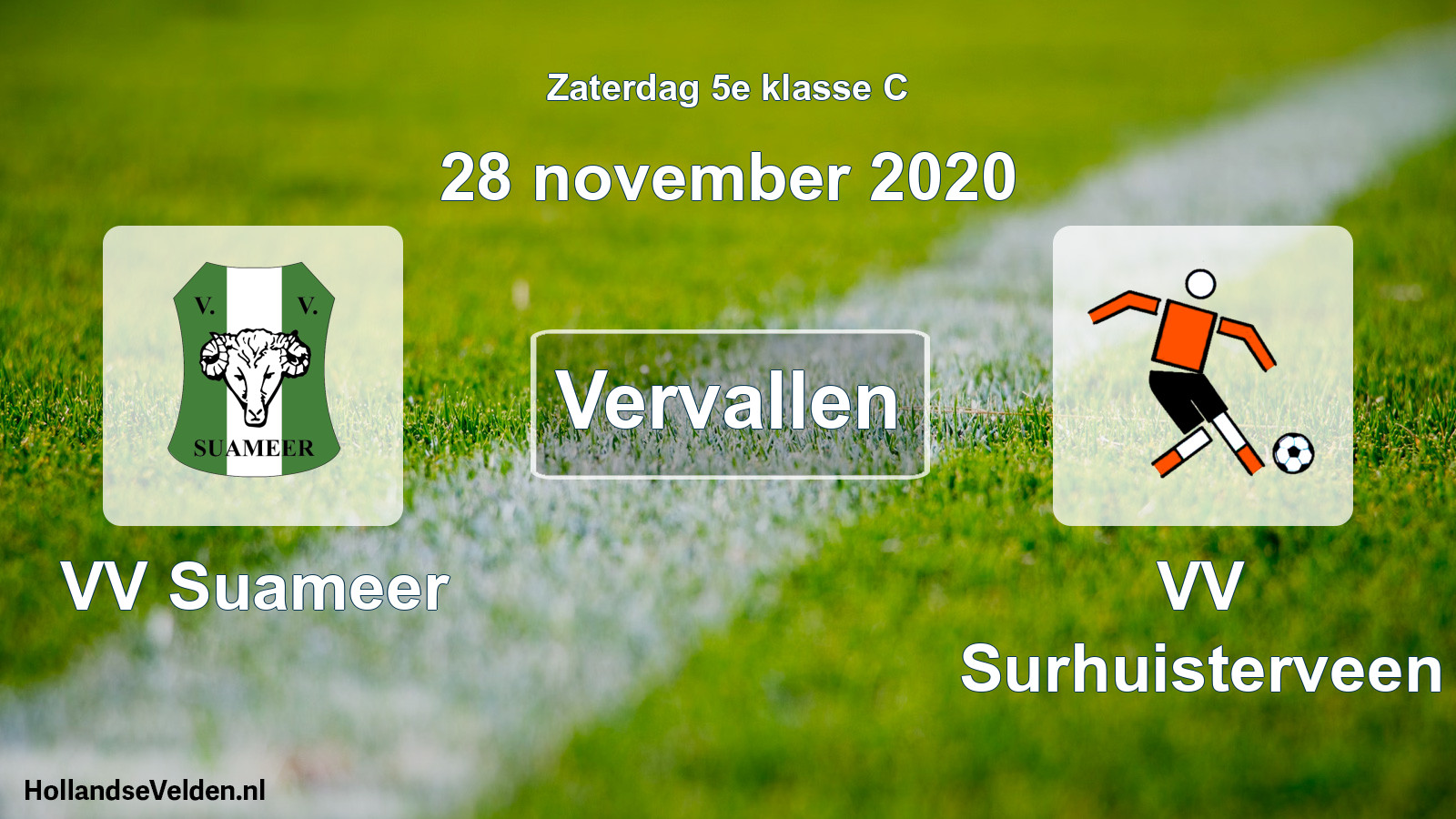 Scheduled Match: VV Suameer - VV Surhuisterveen (28 November 2020)