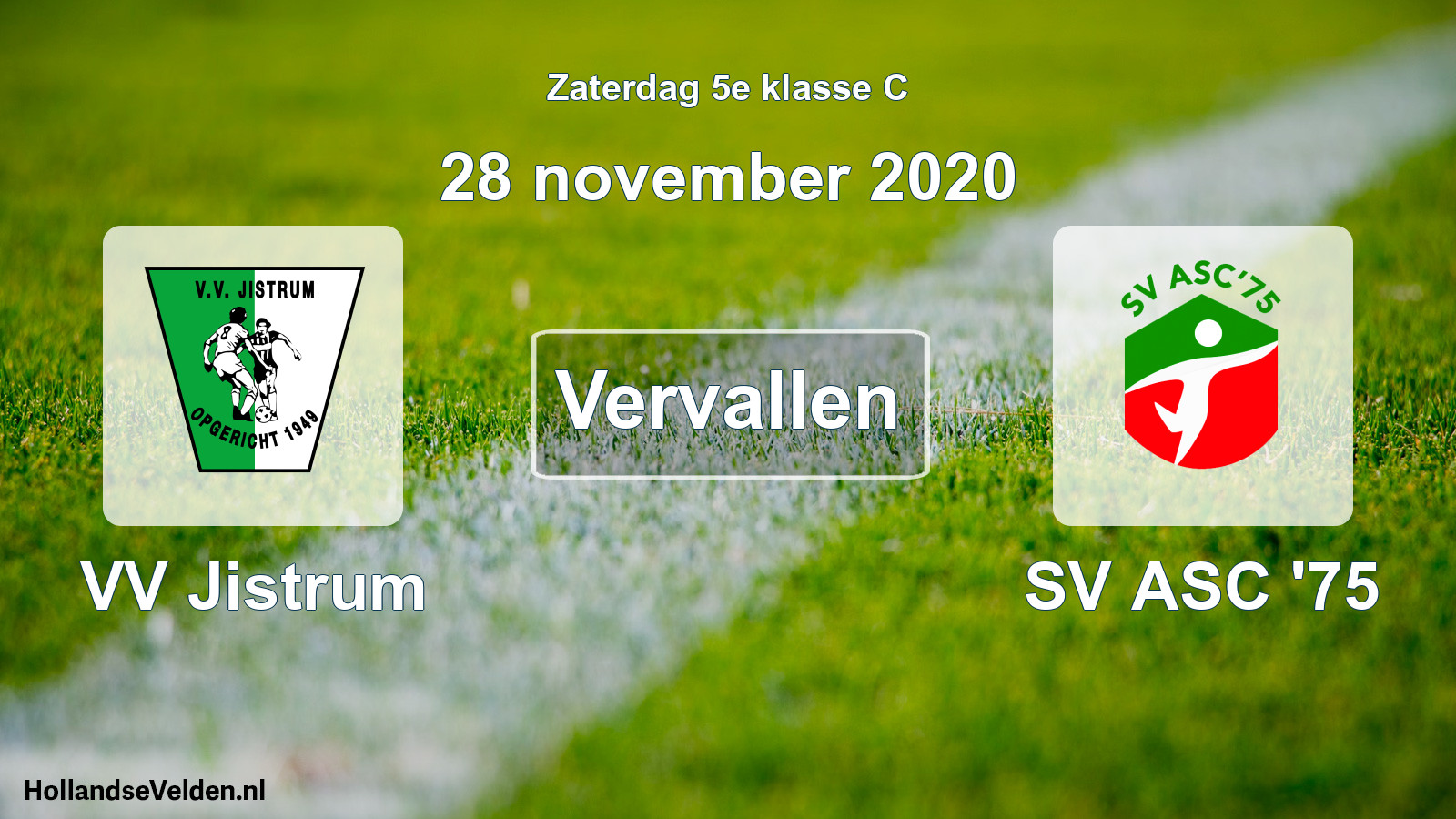 Scheduled Match: VV Jistrum - ASC '75 (28 November 2020)