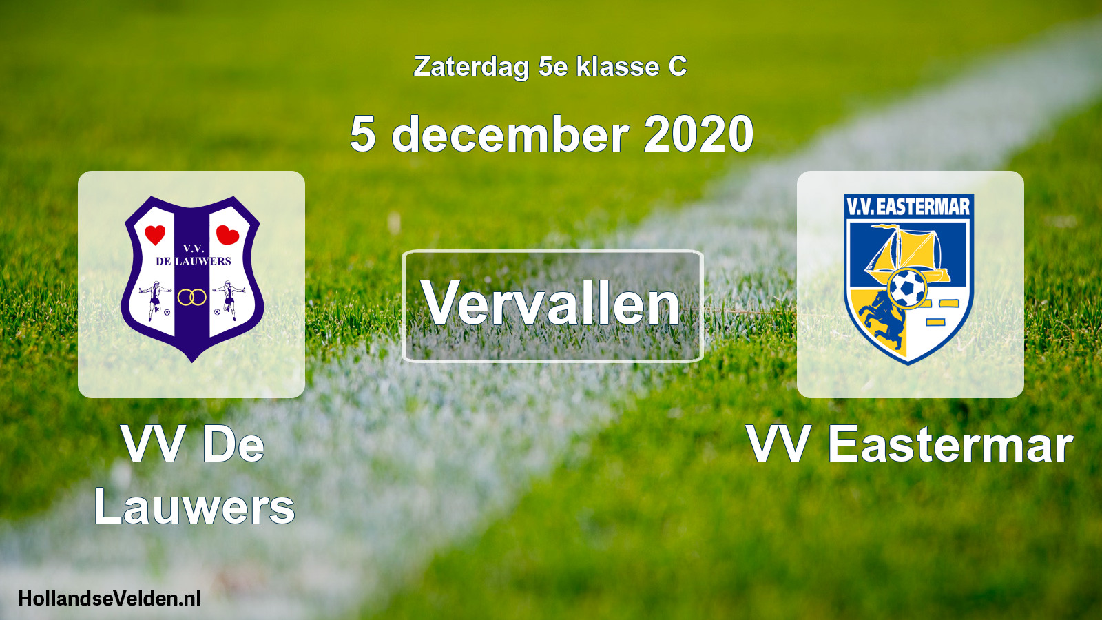Scheduled Match: VV De Lauwers - VV Eastermar (5 December 2020)