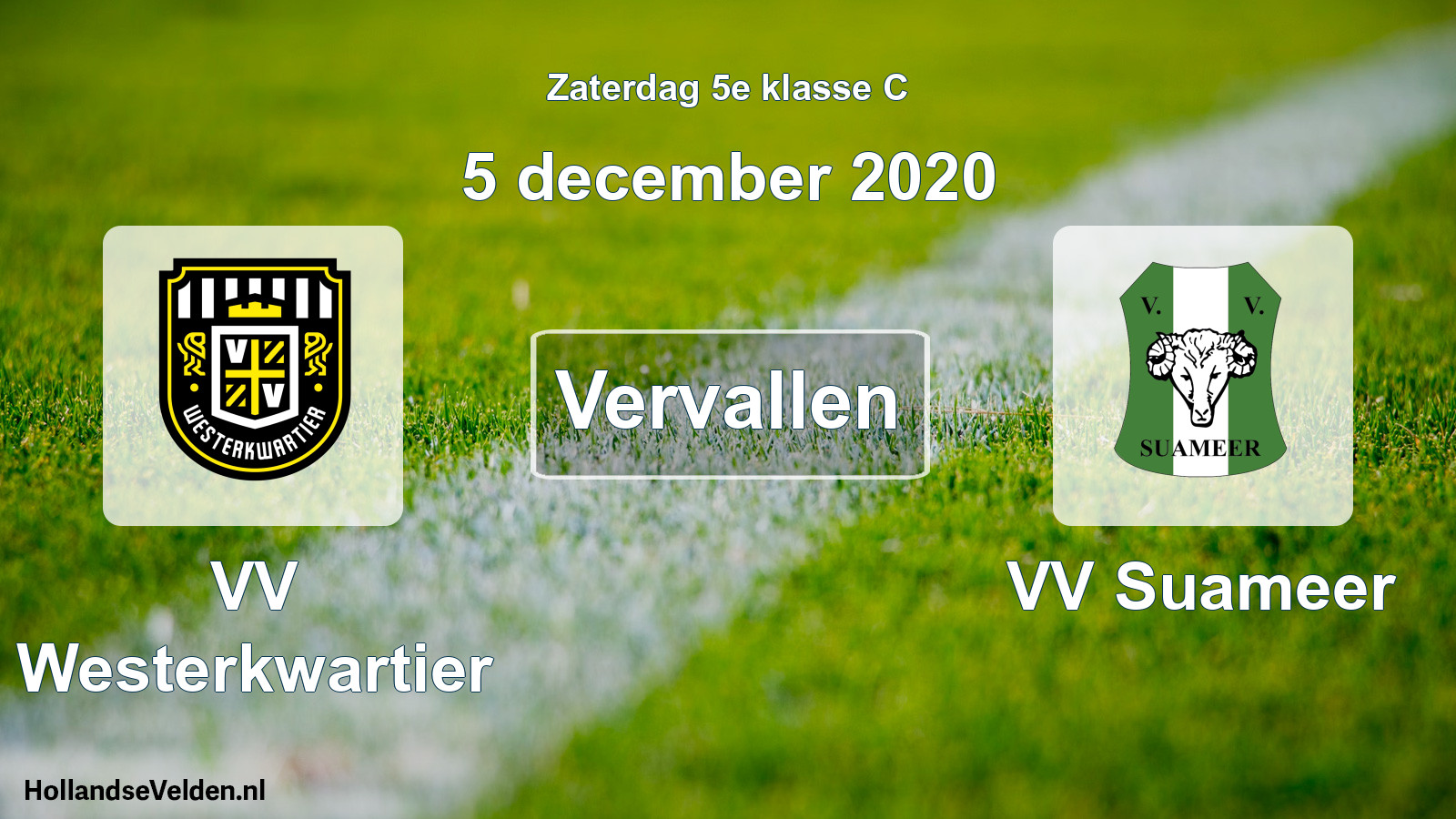 Scheduled Match: VV Westerkwartier - VV Suameer (5 December 2020)