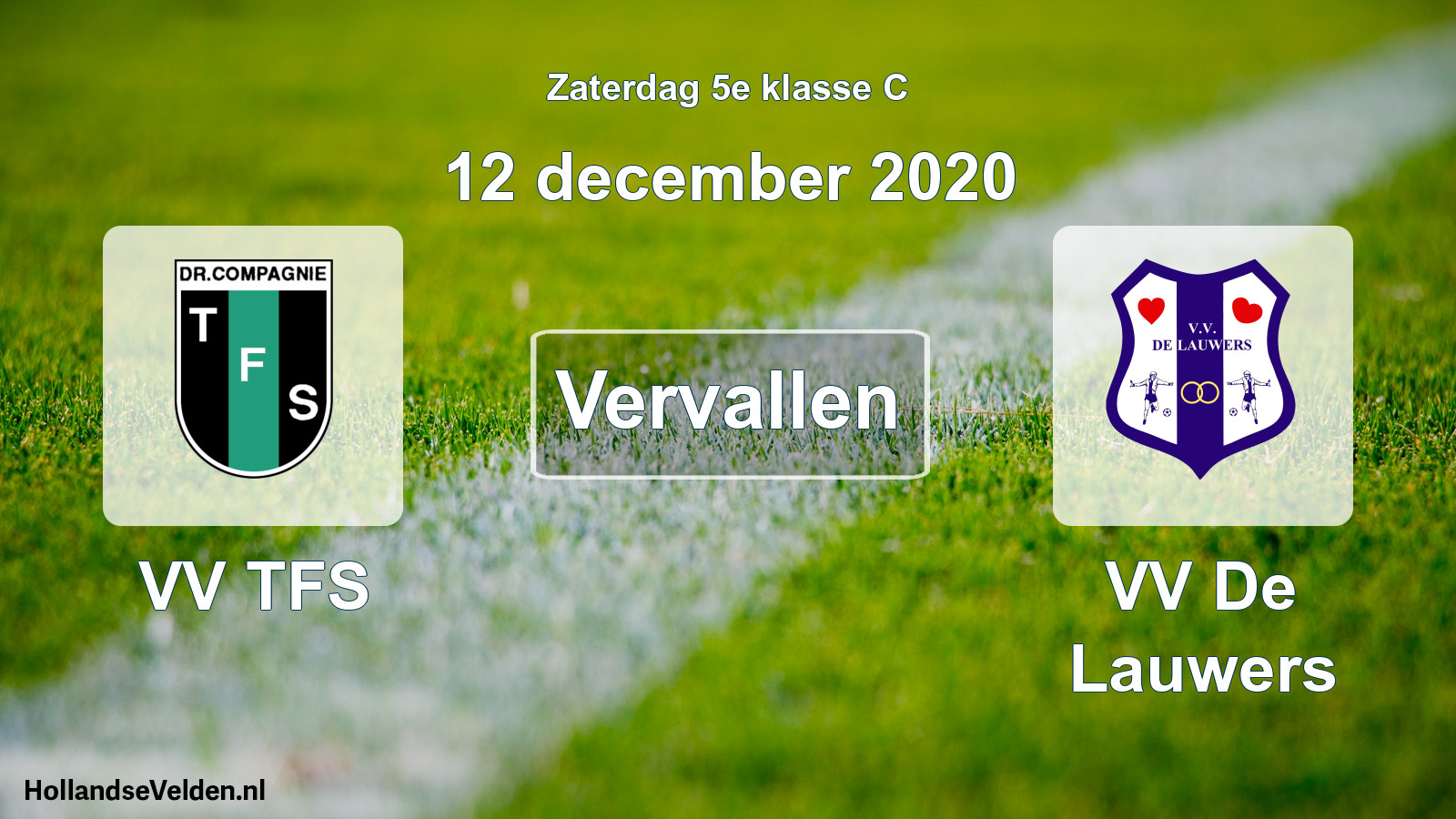 Scheduled Match: VV TFS - VV De Lauwers (12 December 2020)