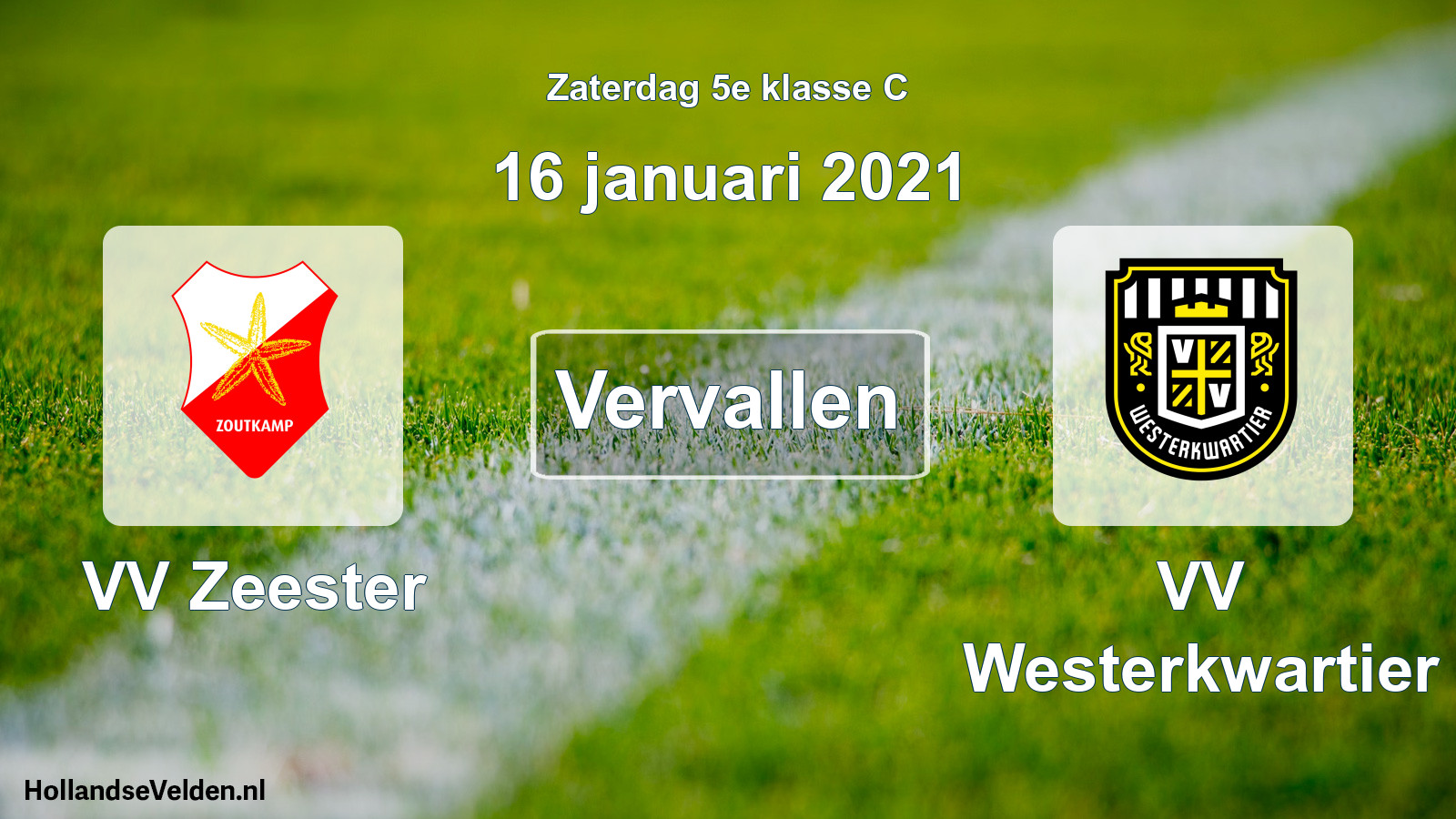 Scheduled Match: VV Zeester - VV Westerkwartier (16 January 2021)