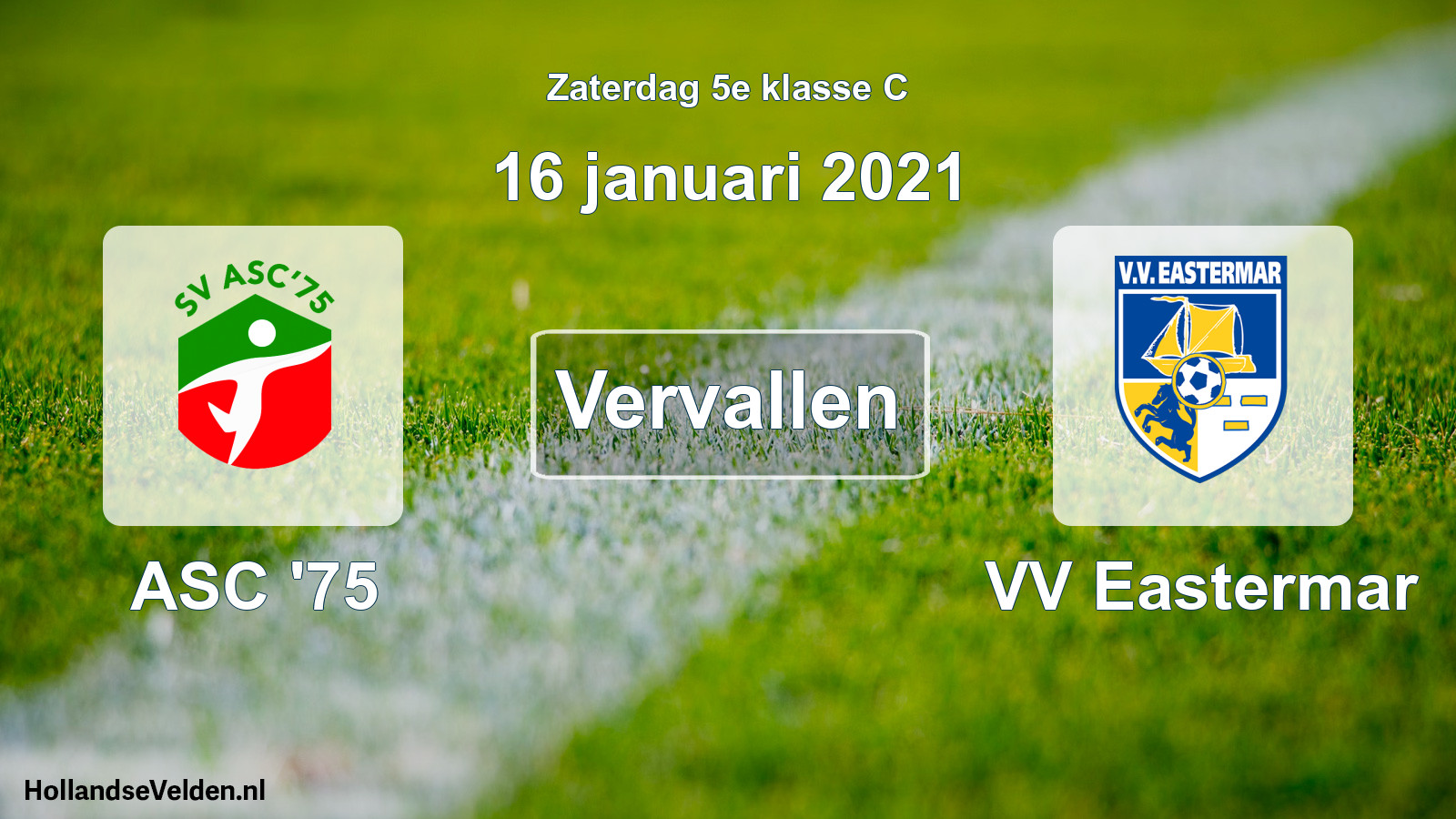 Scheduled Match: ASC '75 - VV Eastermar (16 January 2021)