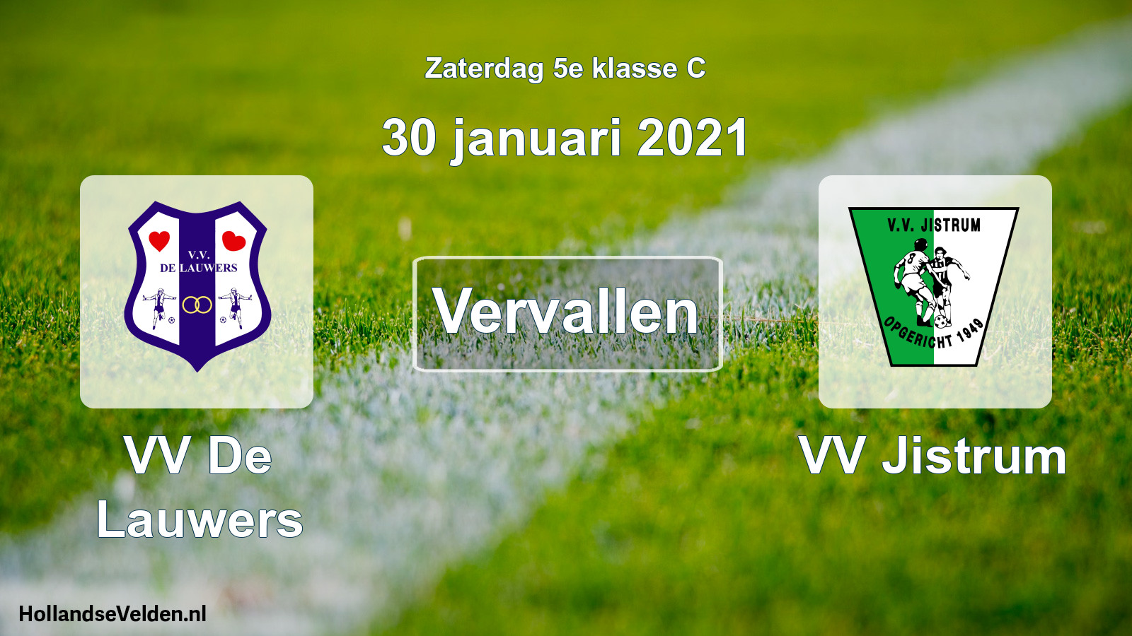 Scheduled Match: VV De Lauwers - VV Jistrum (30 January 2021)