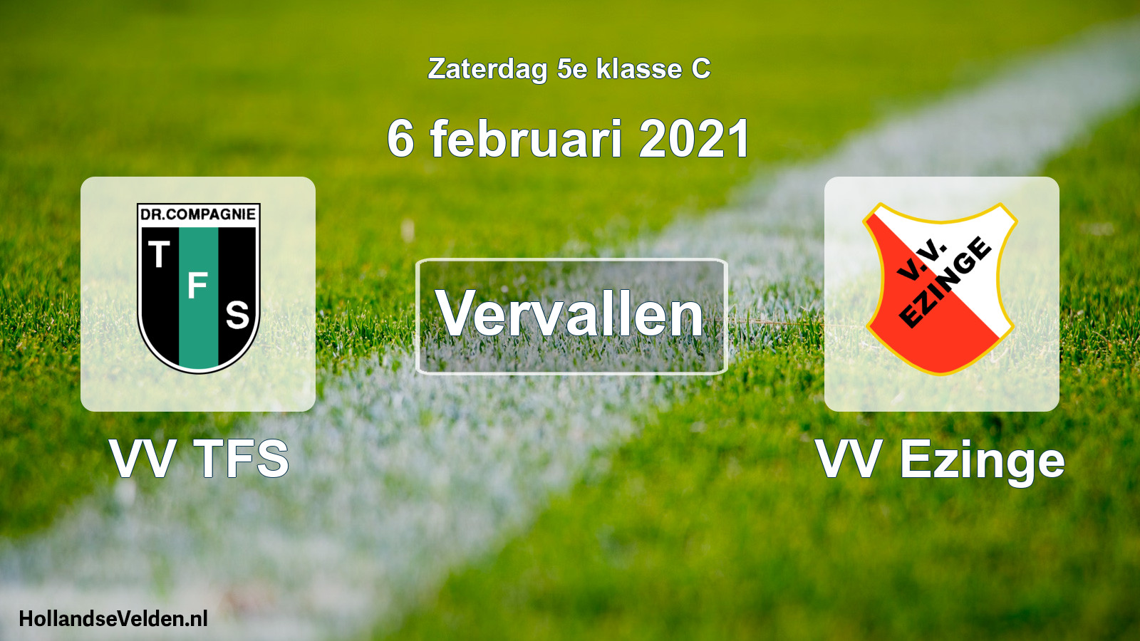 Scheduled Match: VV TFS - VV Ezinge (6 February 2021)