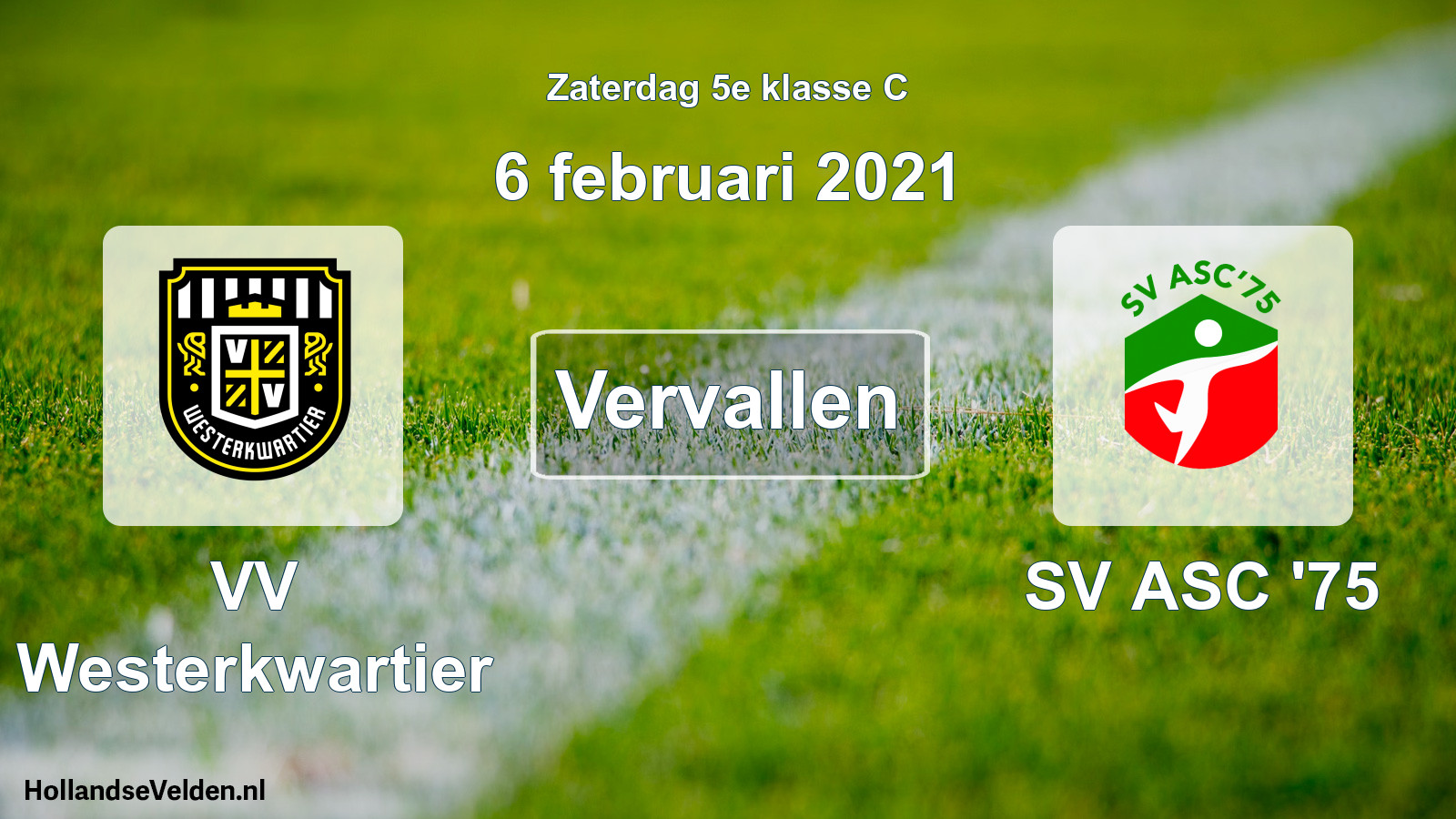 Scheduled Match: VV Westerkwartier - ASC '75 (6 February 2021)