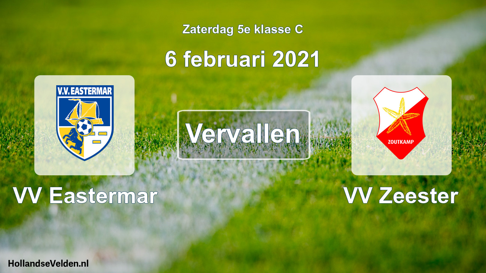 Scheduled Match: VV Eastermar - VV Zeester (6 February 2021)