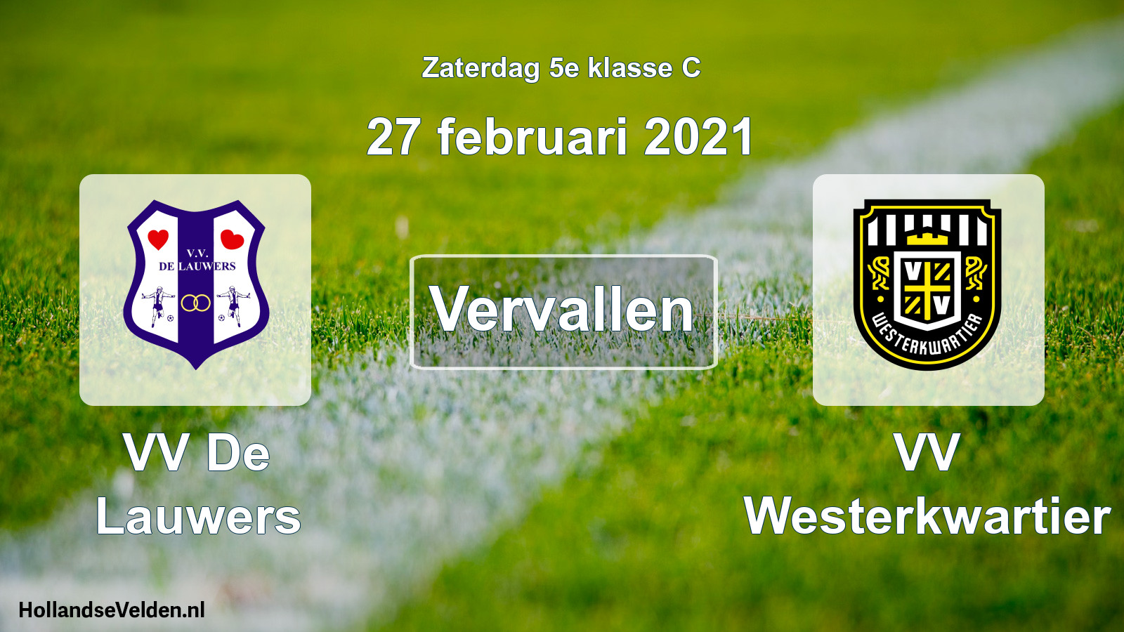 Scheduled Match: VV De Lauwers - VV Westerkwartier (27 February 2021)