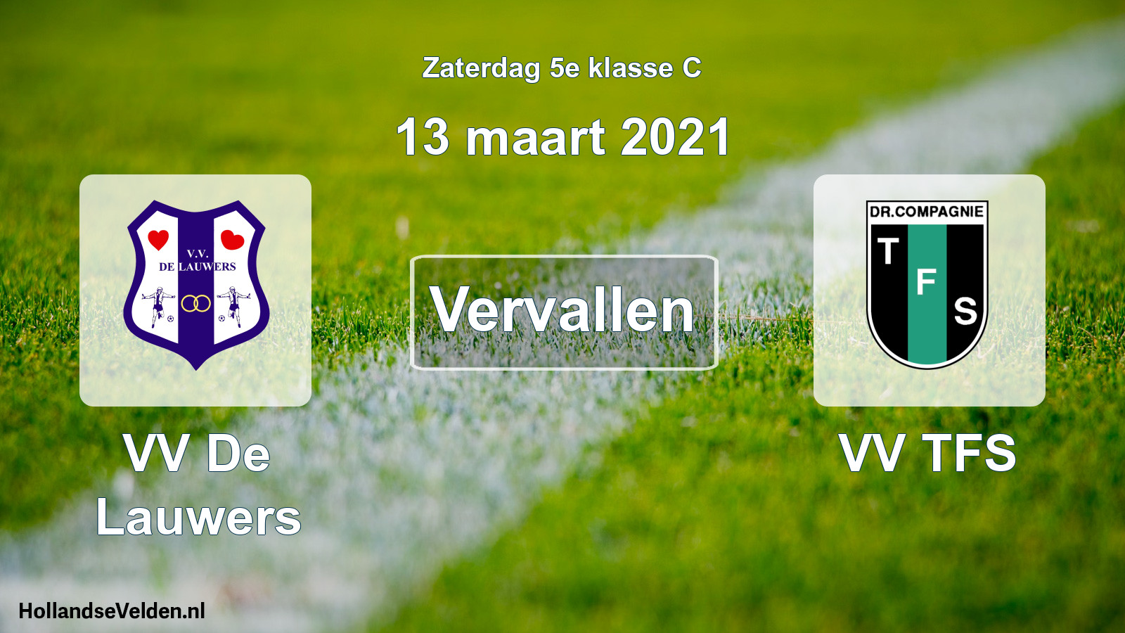 Scheduled Match: VV De Lauwers - VV TFS (13 March 2021)