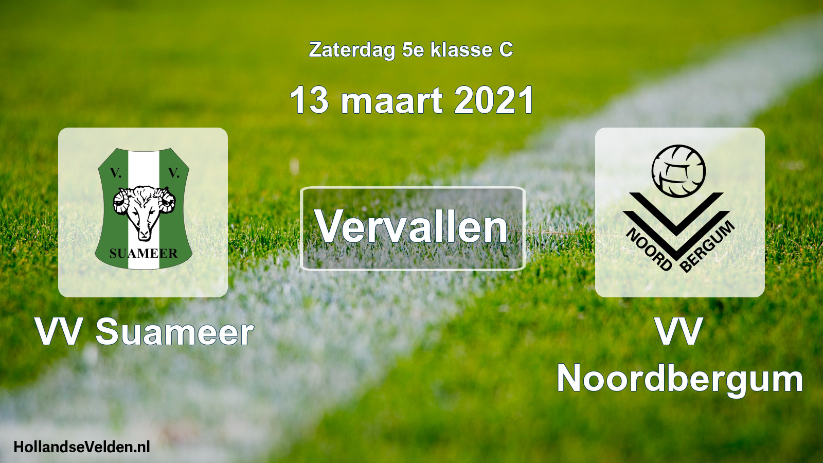 Scheduled Match: VV Suameer - VV Noordbergum (13 March 2021)