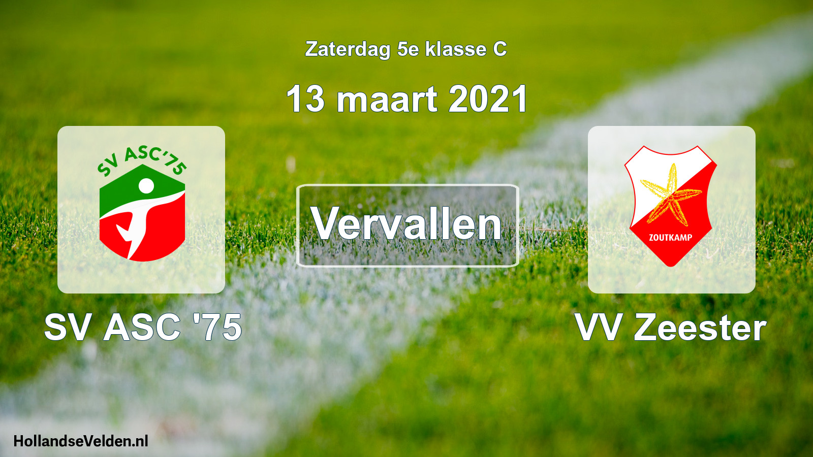Scheduled Match: ASC '75 - VV Zeester (13 March 2021)