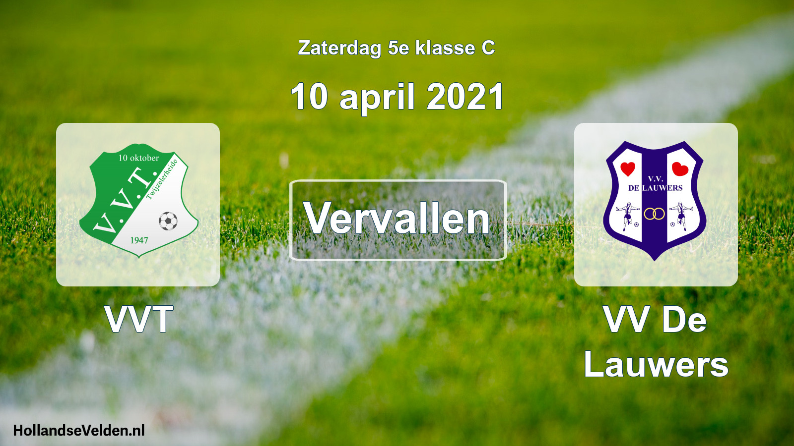 Scheduled Match: VVT - VV De Lauwers (10 April 2021)