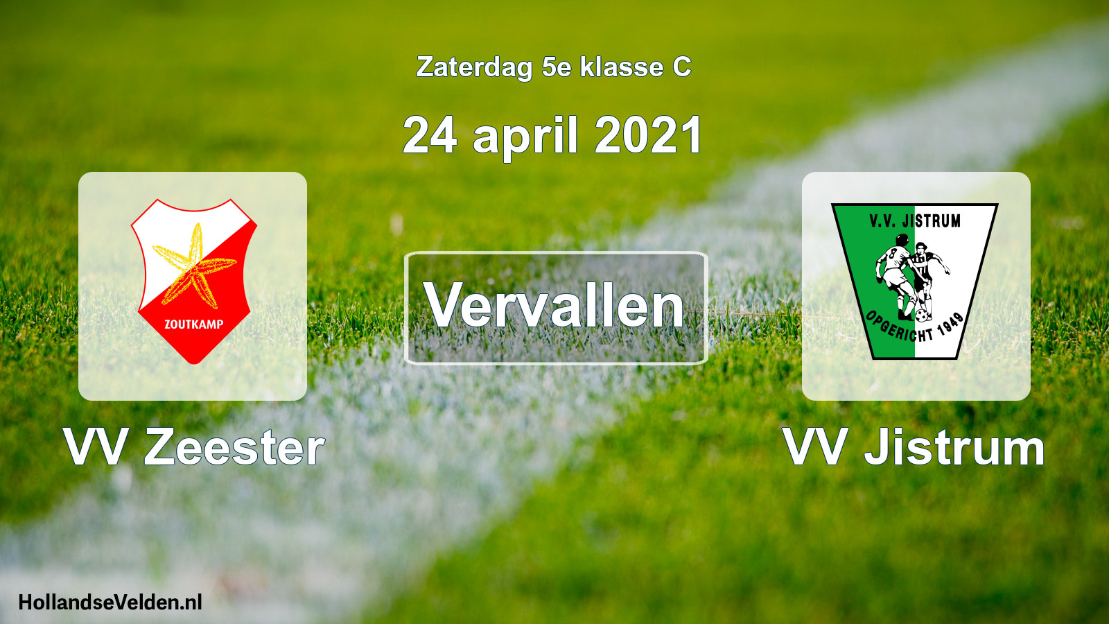 Scheduled Match: VV Zeester - VV Jistrum (24 April 2021)